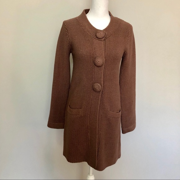 Boden Sweaters - Boden Sweater Duster Long Knit Buttons Brown